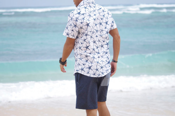 【再次上架】男士度假襯衫&lt;海星白色&gt;【S尺碼】 第4張的照片