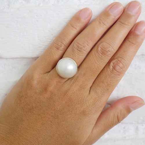 大きなマベパールの一粒シルバーリング 10号 指輪・リング bluewaters
