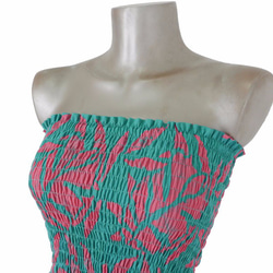 蠟染染色礁紋圖案分層連衣裙&lt;綠松石粉紅色&gt; 第8張的照片