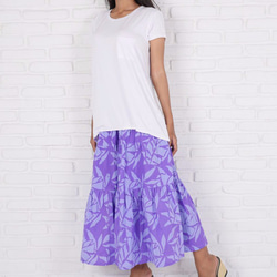 美麗的彩色♪蠟染葉模式分層連衣裙&lt;紫色&gt; 第5張的照片