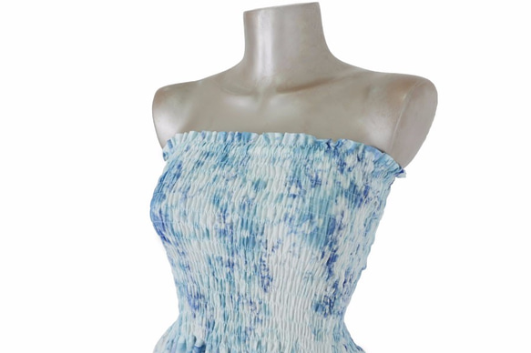 染色不勻分層連衣裙&lt;冰藍色&gt; 第8張的照片