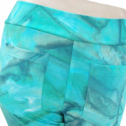 [最新！]不均勻的染色彈力緊身褲短褲&lt;綠藍&gt; 第10張的照片