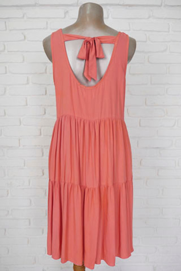 夏季無袖分層連衣裙&lt;珊瑚&gt; 第9張的照片