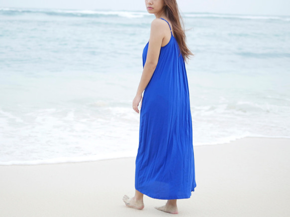 夏季貝殼沙灘長連衣裙&lt;皇家藍&gt; 第7張的照片