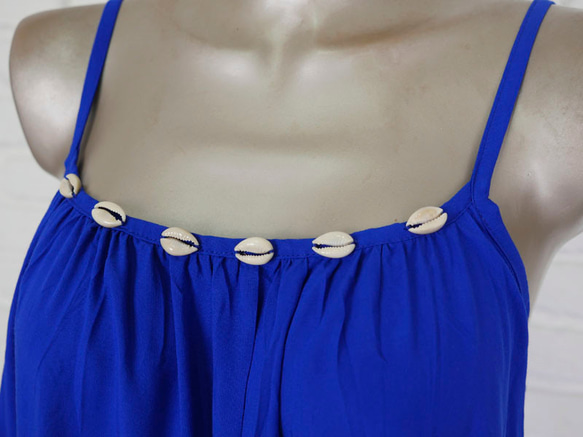 夏季貝殼沙灘長連衣裙&lt;皇家藍&gt; 第9張的照片