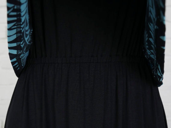 島嶼無袖伸展連衣裙&lt;葉紋綠松石&gt; 第9張的照片