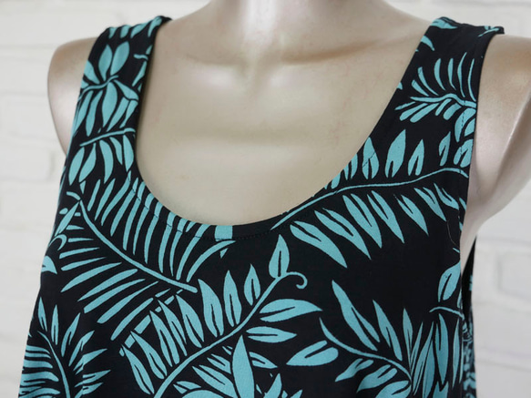 島嶼無袖伸展連衣裙&lt;葉紋綠松石&gt; 第10張的照片
