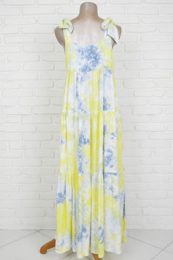 Creema博客產品！不均勻的染色絲帶分層連衣裙&lt;夏季檸檬&gt; 第6張的照片