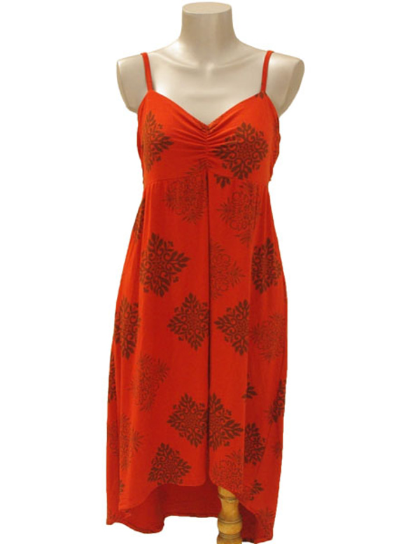 被子圖案尾低胸禮服&lt;橙色紅色&gt; 第4張的照片