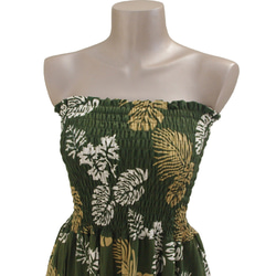 蠟染龜背竹分層連衣裙&lt;綠色&gt; 第3張的照片