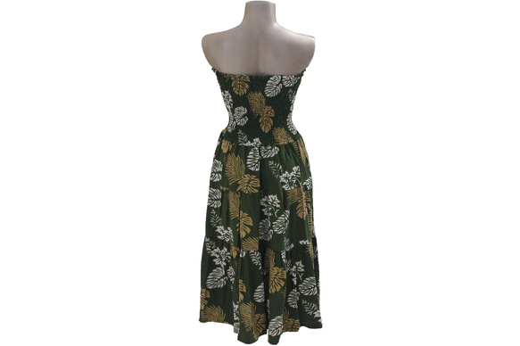 蠟染龜背竹分層連衣裙&lt;綠色&gt; 第5張的照片