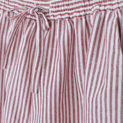 [夏天幸運袋2018]新鮮的夏季條紋圖案設置&lt;紅色&gt;和褶皺開衫3件套 第4張的照片