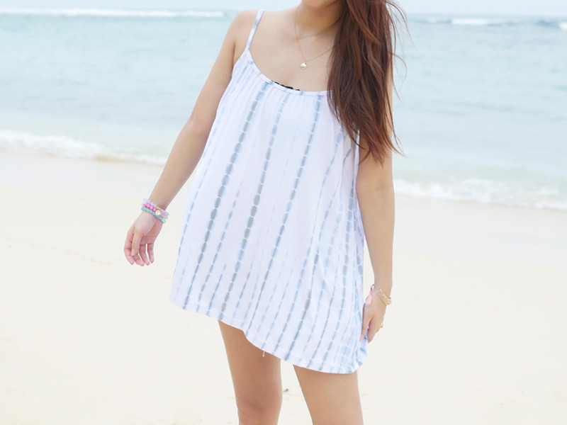 夏の新作！タイダイキャミソールフレアトップス　＜ブルー＞