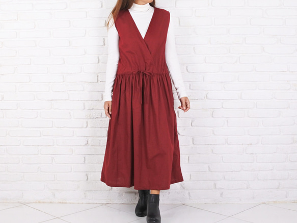 秋季彩色羊絨連衣裙&lt;紅色&gt; 第3張的照片