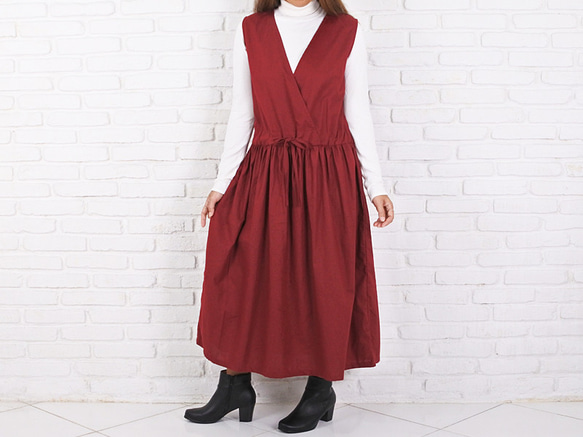 秋季彩色羊絨連衣裙&lt;紅色&gt; 第4張的照片
