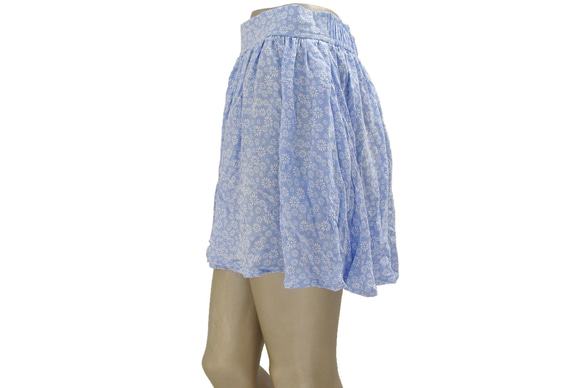 花朵印花喇叭裙裙褲&lt;藍色&gt; 第4張的照片