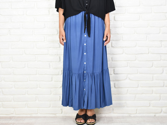 [Creema特色產品]夏季新商品！層狀長裙&lt;藍色&gt; 第4張的照片