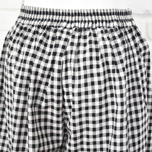 再販】大人のチェック柄ワイドパンツ ＜ブラック＞ キュロット・ワイド