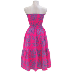 [再次出售！ 】蠟染染色葉紋分層連衣裙&lt;粉紅色和紫色&gt; 第7張的照片