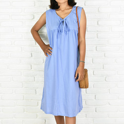 無袖緞帶連衣裙&lt;藍色&gt; 第2張的照片