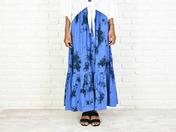 染色不均分層裙&lt;藍黑色&gt; 第2張的照片