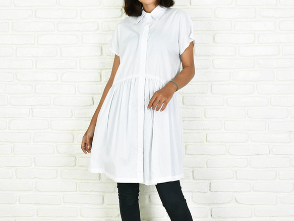 棉質法式襯衫&lt;白色&gt; 第1張的照片