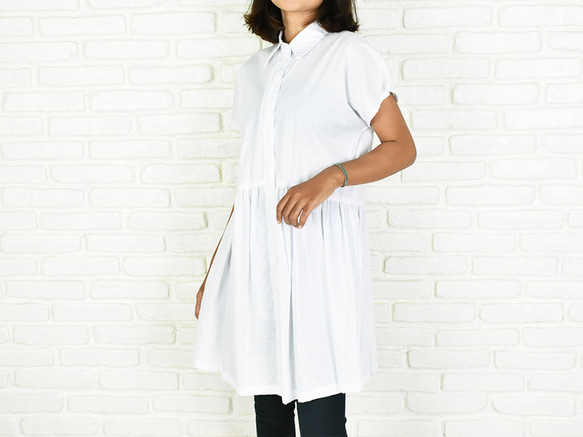 棉質法式襯衫&lt;白色&gt; 第3張的照片