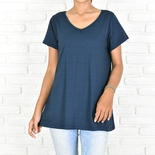 再販】こだわりのストレッチVネックTシャツ ＜ネイビー＞ T