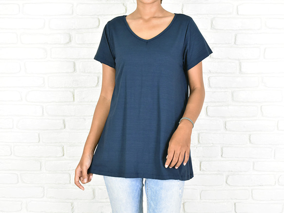 青いVネックシャツ AZコットンVネックTシャツ｜MEN｜251ISB80-224D｜AZUL BY MOUSSY