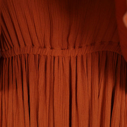 夏季緞帶褶邊長連衣裙&lt;Terracotta&gt; 第2張的照片