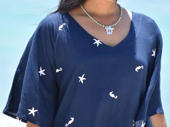 新的夏天！ Seahorse＆Starfish蝴蝶袖連衣裙 第3張的照片