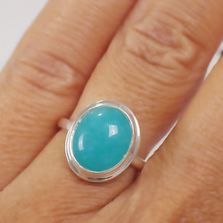 淺藍色 Amazonite 銀戒指，尺寸 11 第6張的照片