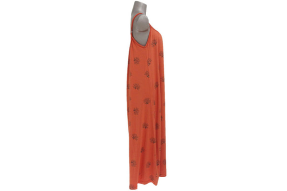 珊瑚打印吊帶背心長裙&lt;橙色&gt; 第3張的照片