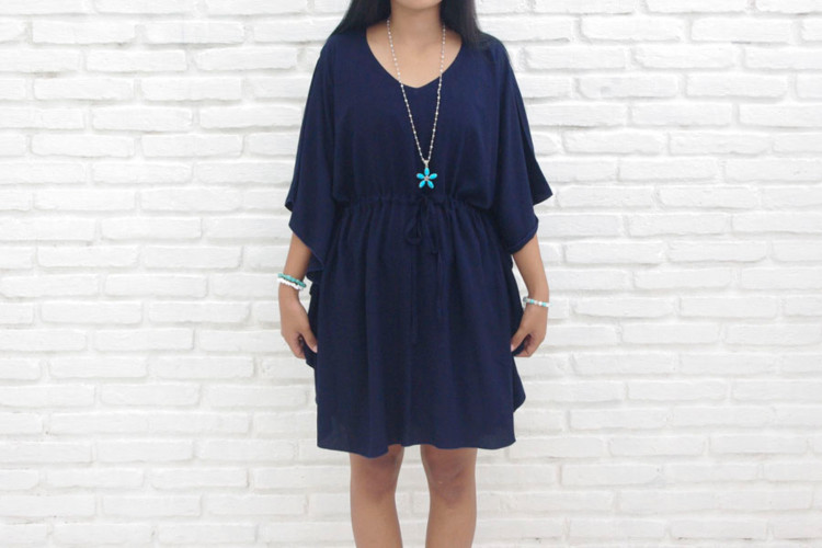 再販！大人可愛いバタフライスリーブワンピース　＜ネイビー＞