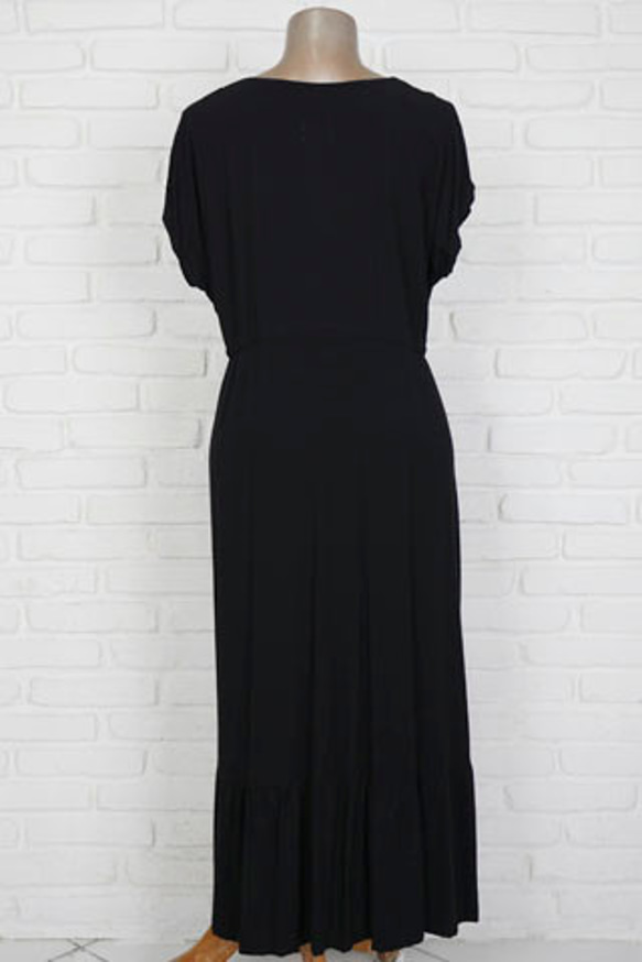 再次上架【大號】法式袖荷葉邊連衣裙&lt;黑色&gt; 第10張的照片