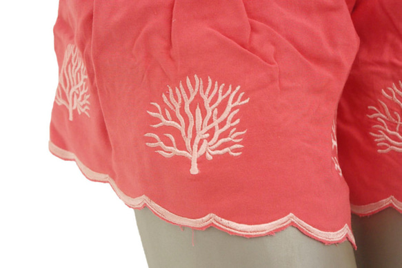 可愛的珊瑚刺繡短褲&lt;珊瑚&gt;的 第4張的照片