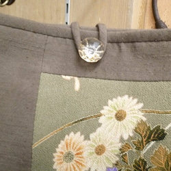 草木染の結城紬と古布縮緬のポシェット★トンボ 2枚目の画像