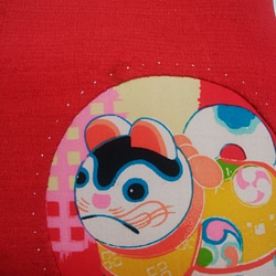 和布で創る小さなポシェット◆犬張子◆アンティーク錦紗◆正絹紬 3枚目の画像