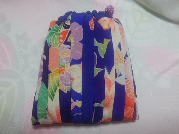 正絹錦紗のふわふわ小袋◆紫系 2枚目の画像