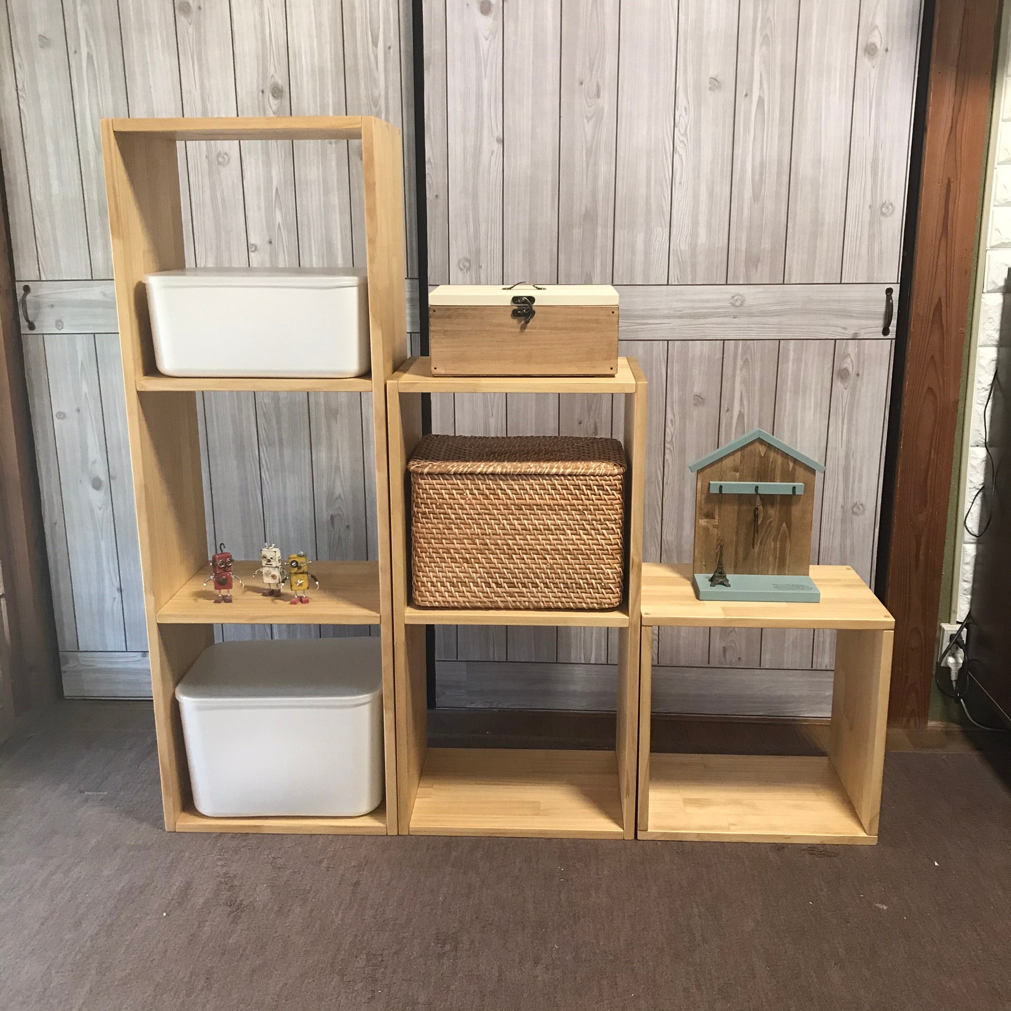 スタッキングシェルフ3点セット】アレンジ多彩なオープンシェルフ 4色