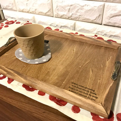 【新商品】木製アンティーク調カフェトレイ【2枚セット】お盆 トレイ カフェ風 6枚目の画像