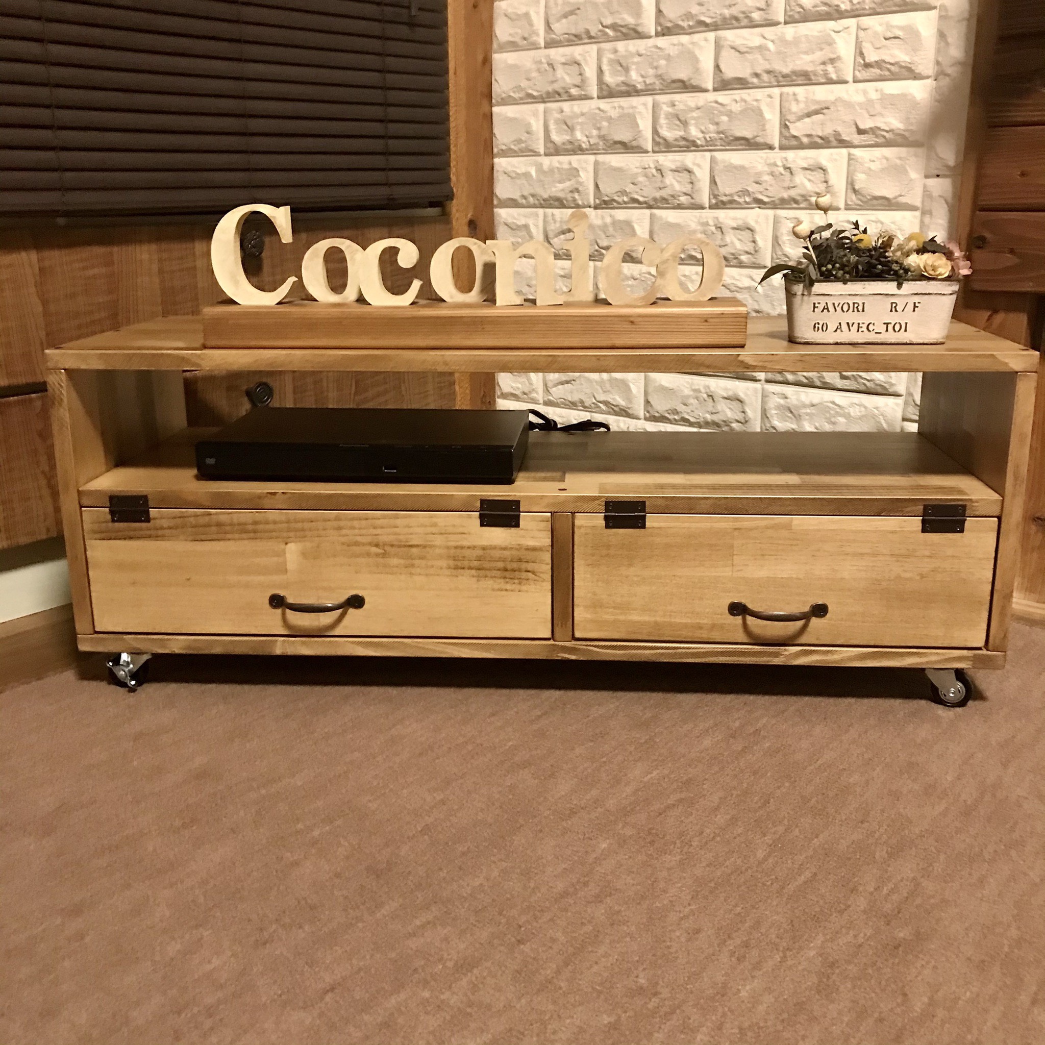 【選べる3色塗装色&取手9種類】下段扉付きスタイリッシュテレビボード テレビ台 収納棚