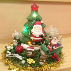 どんぐり人形サンタツリー陶器飾り【置物】 クリスマスツリー さおりん