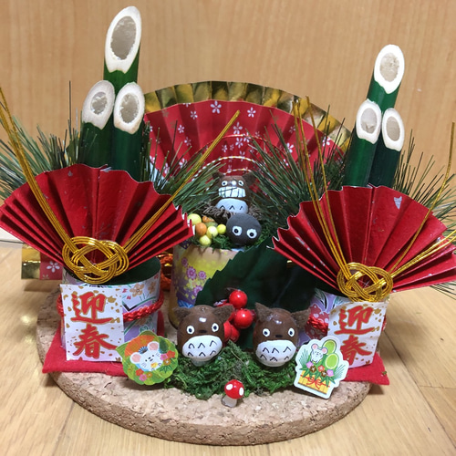 どんぐりアート ひめちゃんページ 門松と干支のオブジェ どんぐり