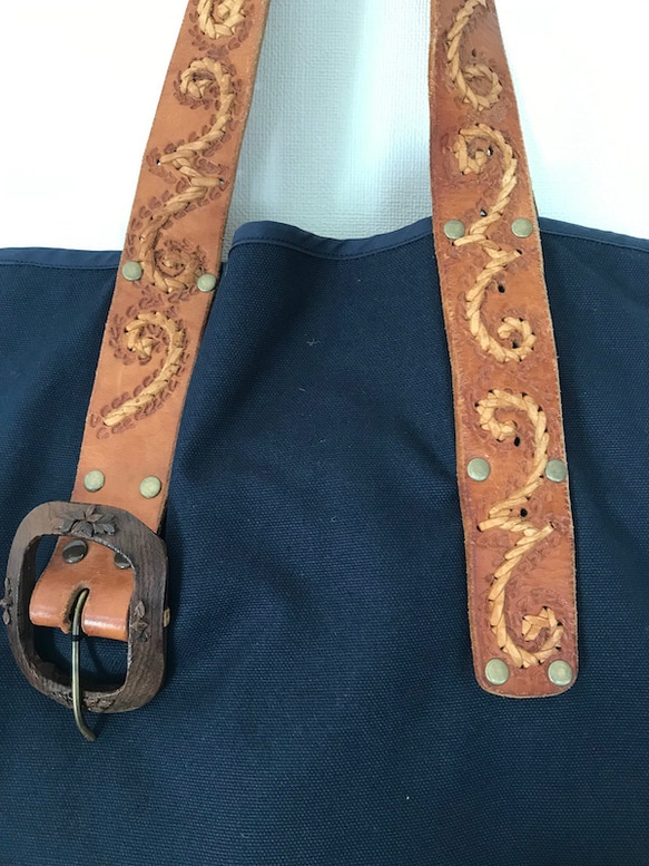 リメイクベルトトートバッグ（ネイビー）remake belt tote bag (NVY) 7枚目の画像