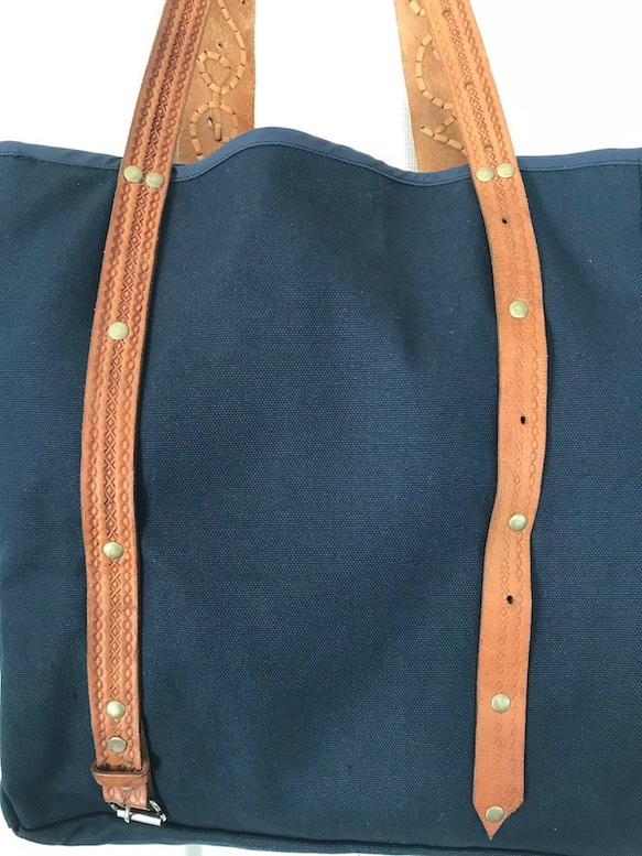 リメイクベルトトートバッグ（ネイビー）remake belt tote bag (NVY) 8枚目の画像