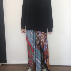 リメイクスカーフロングスカート　remake scarf long skirt 2枚目の画像