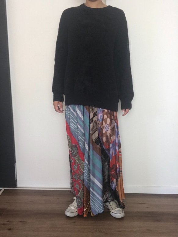 リメイクスカーフロングスカート　remake scarf long skirt 2枚目の画像