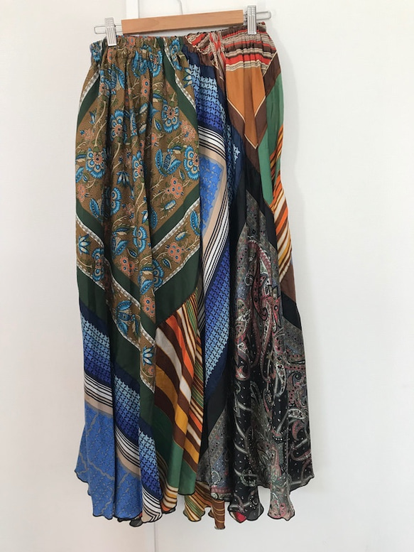 リメイクスカーフロングスカート　remake scarf long skirt 5枚目の画像