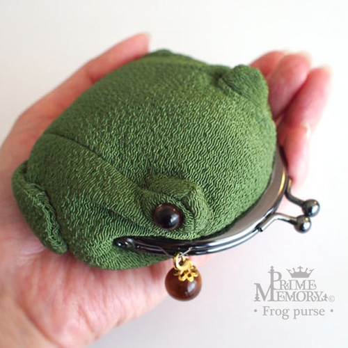 カエルのがま口財布 ・小物入れ（タイガーアイ付き） がま口 Prime